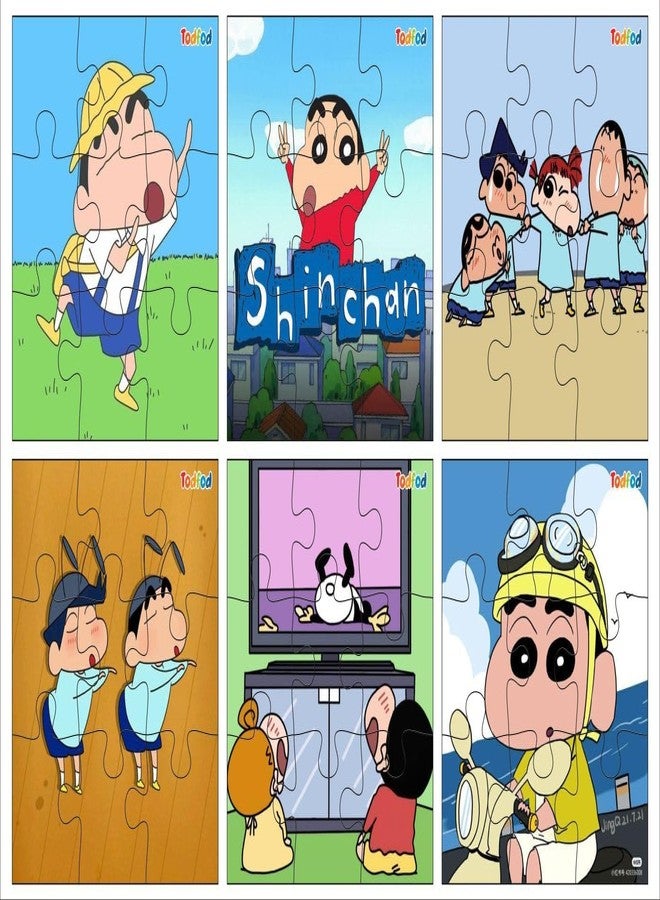 TodFod Wooden Jigsaw Puzzles Toy 54 Pieces 6 in 1, Anime Cartoon Characters Jigsaw Puzzles Educational Toy for Age 3+ Kids & Children Preschool Learning Toy Puzzle (Set of 2) (Doremon & Shinchan) - Image 3